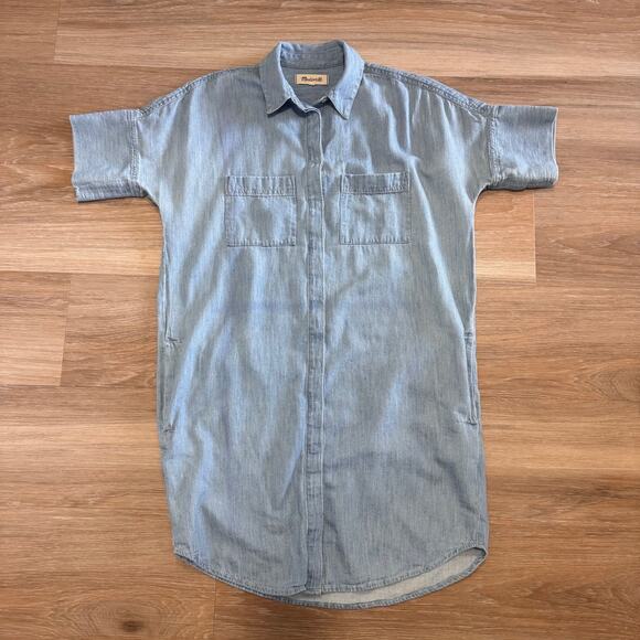 Madewell Dresses & Skirts - Madewell | Light Wash Chambray Shirt Dress XS Button Front Casual Denim
